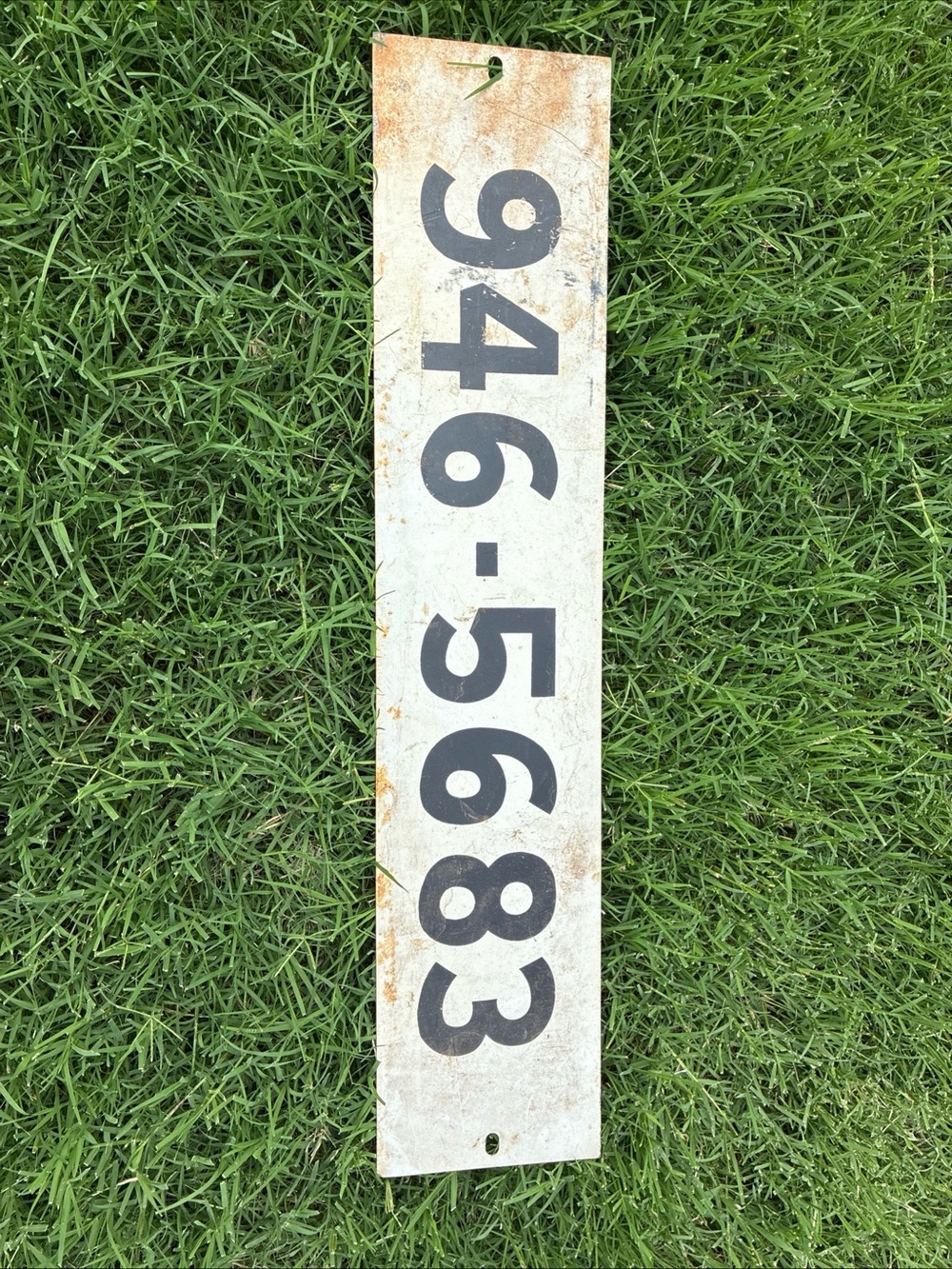 Vintage Numbered Metal Sign — Black on White